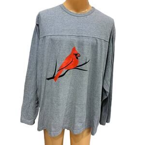 Wingspan Inspired Mens 3XL Northern Cardinal Red Bird Custom Upcycled Henley